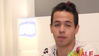 Latino twink barebacked and cummed on after an interview