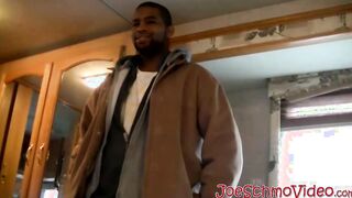 Black dude Dorky comes in a for a wank and a blowjob