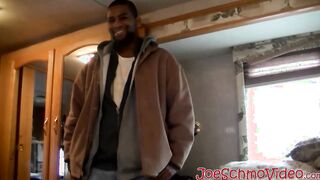 Black dude Dorky comes in a for a wank and a blowjob
