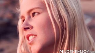 Pierced sensual babe Tracy A outdoor slow motion teasing