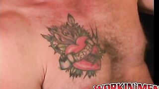 Mature dude with receding hair enjoys stroking his cock