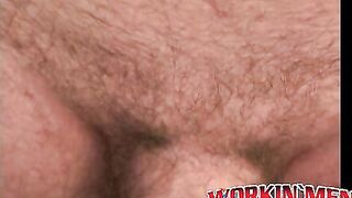 Mature dude with receding hair enjoys stroking his cock