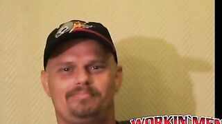 Bear belly amateur jerks his big dick and releases his load
