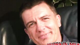 Handsome mature dude jerks off and covers his hands in cum