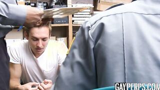 Twink suspect hammered bare in hard interracial threesome
