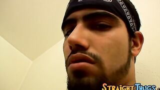 Badass straighty jacks off his cock while looking at the cam