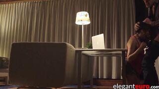 Tiny Euro babe sucks cock for a long time before pounding