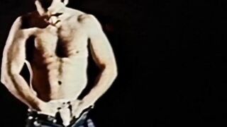 Vintage guys flexing after blowjobs before cumming hard