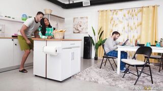 The two cheaters fuck all over the kitchen