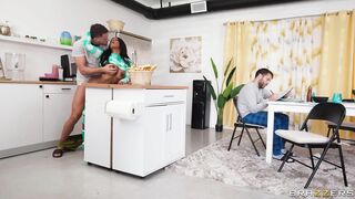 The two cheaters fuck all over the kitchen