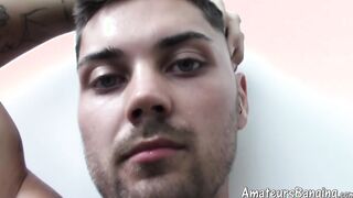 Kinky amateur wears sexy jockstrap while jerking off