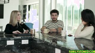 Stepmom saw stepson and his girl shooting porn