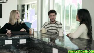 Stepmom saw stepson and his girl shooting porn