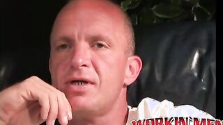 Mature gay dude jerks off and shoots his load on the plate