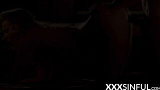 Lustful couple practices slow making out before sensual sex