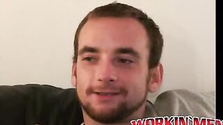 Cute young drifter jerking off to cum and get payed
