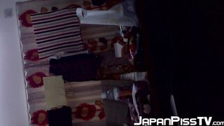 Adorable Japanese pissing on the floor and then cleaning up