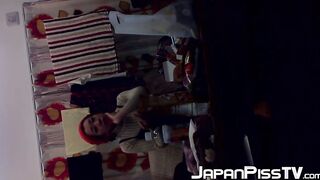 Adorable Japanese pissing on the floor and then cleaning up