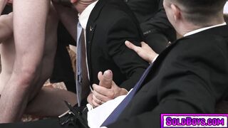 Three Masters enjoy fucking their human toy