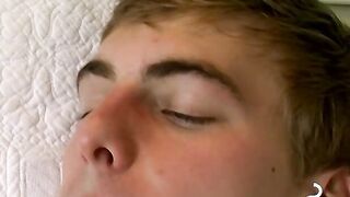 Chainsmoker twink makes a mess by spilling his cum