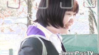 Japanese schoolgirls pissing and having fun in public