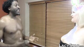 Granny Lacey Starr joined by MILF for interracial banging