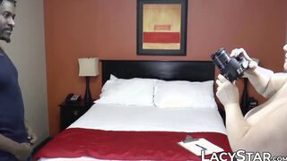 Granny Lacey Starr joined by MILF for interracial banging