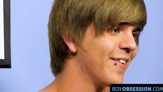 Thin little twink jerks off in the wake of giving a meeting