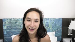 18 year old with DDD tits sucks a fat cock