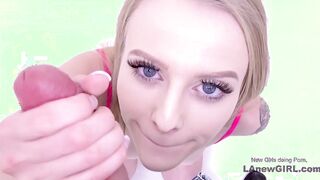 Beautiful blonde serves best a hard cock