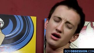 Sweet and flexible Skyler Evans attempts a dildo in his butt