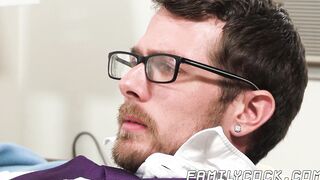 Stepdad with glasses makes his stepson bend over for him