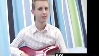 Dainty youthful twink Jacob Rex wanks off after interview