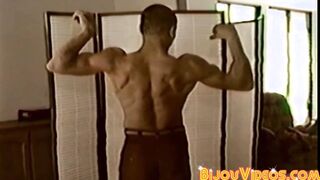 Kinky retro black stallion masturbates his rock hard cock