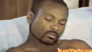 Cute black stallion teases his rock hard cock while moaning