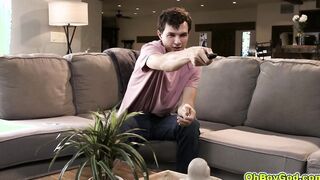 Josh is in the living room with his stepmom