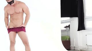 Handsome dick rider grabs his giant dick and masturbates