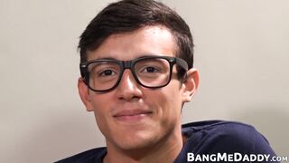 Anal slut twink barebacked by two daddies before cumming