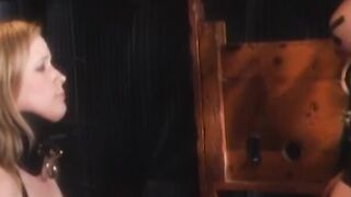 Beautiful blonde lesbian succumbs to reprimands and rubbing of her buttocks