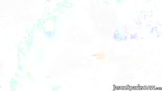 Pretty American teenager deepthroats thick throbbing cock