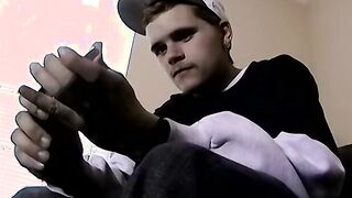 Amateur twink Bruce receives a long black cock in his ass