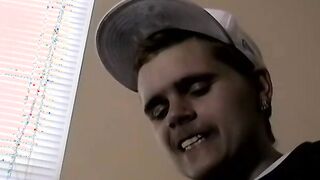 Amateur twink Bruce receives a long black cock in his ass
