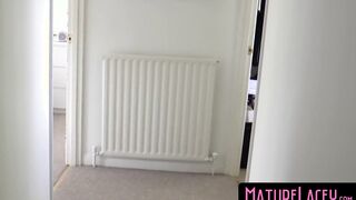 After having rough sex, a busty mature British woman receives a facial