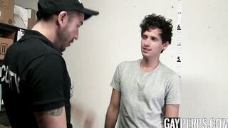 Twink shoplifter rides officer bare to get out of trouble