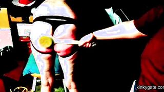 spanking my hubby's sissy-butt bright red