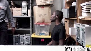 Thieving ebony twink punished with rawpounding and facials