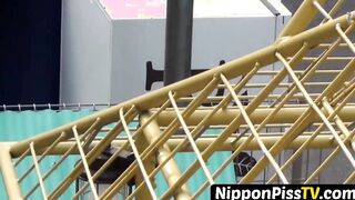Japanese teenie absorbing herself with warm pee