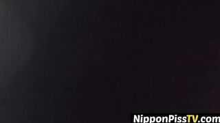 Japanese teenie absorbing herself with warm pee