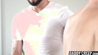 Young twink gets double pounding by stepdad and step uncle