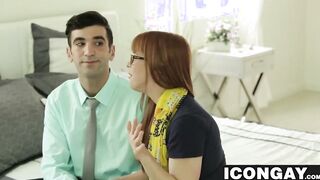Billy  pulls his boss pants down and sucks on his big dick